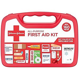 [SnS, AC] $10.10 | 160-Piece Johnson & Johnson Compact All Purpose Compact First Aid Kit at Amazon