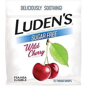 [SnS, AC] $2.46* | 75-Count Luden's Sugar-Free Sore Throat Drops (Wild Cherry) at Amazon