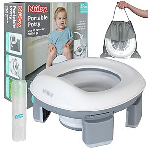$11.99 | Nuby On-the-Go Portable Potty Seat - Collapsible Travel Toilet Seat at Amazon