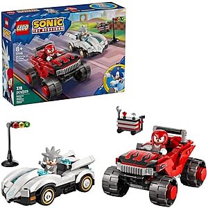 $27.99** | 378-Piece LEGO Sonic the Hedgehog: Sonic Racing: CrossWorlds - Silver's Car vs. Knuckles' Monster Truck (77118, 2026) at Amazon