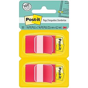 [NEW] $2.91 | Post-it Flags, 1 x 1.7 in, Red, 2 Dispensers, 50 Flags/Dispenser at Amazon