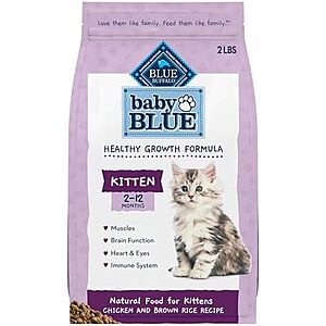 [SnS, AC] $2.74 | 2-Pound Blue Buffalo Baby Blue Natural Kitten Dry Cat Food (Chicken and Brown Rice) at Amazon