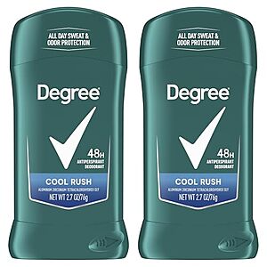 [SnS, AC] $3* | 2-Pk 2.7-Oz Degree Men Original Antiperspirant Deodorant (Cool Rush) at Amazon