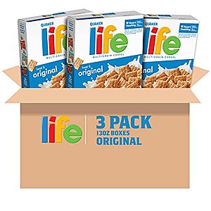 [SnS] $7.10* | 3-Pack 13-Oz Quaker Life Breakfast Cereal (Original) at Amazon ($2.37 each)