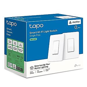 $18.99 | 2-Pack TP-Link Tapo S505 Smart WiFi Light Switch w/ Voice Control + 25% Back w/ Prime Visa Card at Amazon