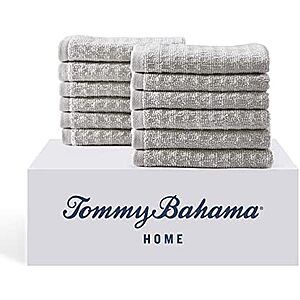 [NEW] $14 | Tommy Bahama - Washcloths, Soft & Absorbent Cotton Towels (Northern Pacific Grey, 12 Piece) at Amazon