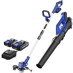 $48 | Wild Badger Power 20V Weed Wacker, Leaf Blower, Wheeled Edger Kit Electric with 2 * 2Ah Battery & Charger at Amazon
