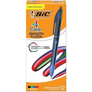 [SnS] $9.40* | 12-Pack BIC 4-Color Smooth Retractable Ballpoint Pens (Medium Point; 1.0mm) + 10% Back w/ Prime Visa Card at Amazon