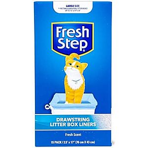 [NEW, SnS, AC] $2.37 | 15-Count Fresh Step Drawstring Cat Litter Box Liners (Fresh Scent, Large, 30" x 17") at Amazon