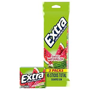 [SnS] $3.32* | 3-Pack 15-Oz Extra Sugarfree Gum (Spearmint or Sweet Watermelon) at Amazon