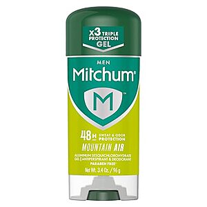 [SnS, AC] $2.75* | 3.4-Oz Mitchum Men's Antiperspirant Deodorant Gel Stick (Mountain Air) at Amazon