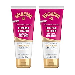 [SnS, AC] $8.79 | 2-Pack 8-Oz Gold Bond Plumping Collagen Body & Face Serum Lotion (Cherry Blossom) at Amazon
