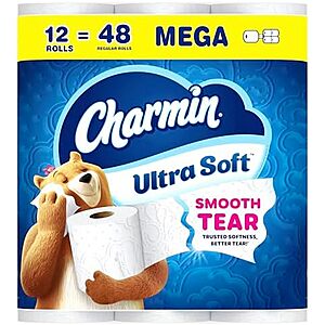 [SnS, AC] $41.72 | 4 &times; 12-Pack 208-Sheets Charmin Ultra Soft Toilet Paper Mega Rolls ($10.43 each) at Amazon