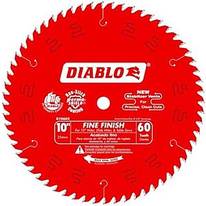 [NEW] $18.89 | Diablo Fine Finish Saw Blade for Wood - Ultra-Smooth Cuts, 60 Hi-ATB Teeth, 10" Diameter at Amazon