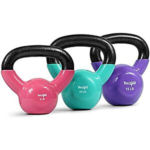 $28.88** | Yes4All Vinyl Coated Kettlebell Cast Iron Set (5, 10, 15 Lbs) at Amazon