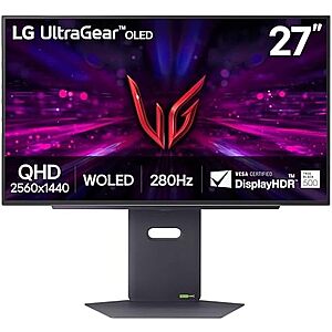 $399.99* | 27" LG UltraGear 27GX700A QHD 280HZ Tandem OLED Gaming Monitor at Amazon