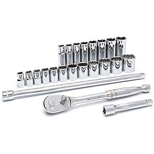 [NEW] $51.60 | GEARWRENCH 23 Pc. 1/2" Drive 6 Pt. Standard & Deep Mechanics Tool Set, SAE - 80707 at Amazon