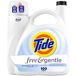 [SnS, AC] $44.48 | 4 &times; 132-Oz Tide Tide Free & Gentle Liquid Laundry Detergent (Free & Gentle, 100 Loads) ($11.12 each) at Amazon