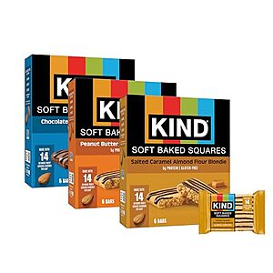 [SnS, AC] $7.16 | 3-Pack 5-Count KIND Soft Baked Squares Variety Pack at Amazon