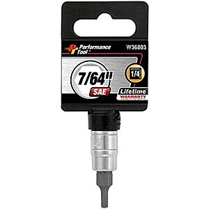 [NEW] $4.27 | Performance Tool W36803 1/4 in. Drive 7/64 in. Hex Bit Socket at Amazon