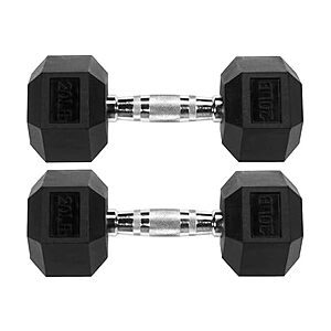 $37.99 | Signature Fitness Rubber Encased Hex Dumbbell (20LB Pair) at Woot!
