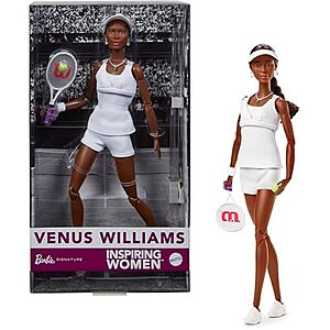 [NEW] $15.99 | Barbie Inspiring Women Series, Venus Williams Fashion Doll with Signature Tennis Uniform and Racket at Amazon