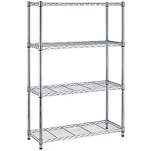 $34.83* | BestOffice 4-Shelf Heavy-Duty Metal Wire Storage Rack in Chrome (54"x36"x14") at Amazon