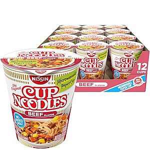 [SnS] $4.22* | 12-Pk 2.25-Oz Nissin Cup Noodles Ramen Noodle Soup (Beef) at Amazon (35.2￠ each)