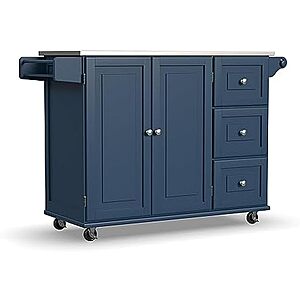 [NEW] $88.56 | Homestyles Mobile Kitchen Island Cart with Stainless Steel Top, Blue at Amazon