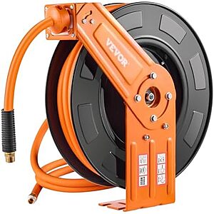 [NEW] $81.20 | VEVOR Retractable Air Hose Reel, 1/2 IN x 50 FT Hybrid Air Hose Max 300PSI, 1/2" NPT Fitting at Amazon