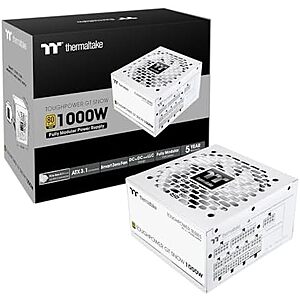 $104.99* | Thermaltake Toughpower GT 1000W; ATX 3.1; Native PCIe 5.1 12V-2x6; Full Modular PSU at Amazon