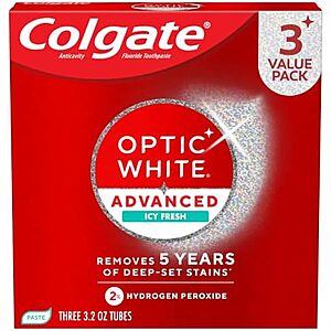 [SnS, AC] $7.04* | 3-Pk 3.2-Oz Colgate Optic White Advanced Whitening Toothpaste at Amazon