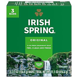 [SnS, AC] $36.17* | 3 &times; 24-Pk Irish Spring Fresh Deodorant Bar Soap (Original Clean) ($12.06 each) at Amazon