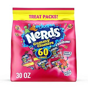 [SnS, AC] $28 | 4 &times; 60-Pack 0.5-Oz Nerds Gummy Clusters (Rainbow) ($7 each) at Amazon