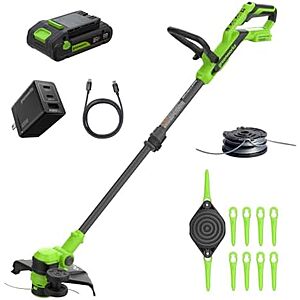 $89.99* | Greenworks 24V 12 in String Trimmer, 10 Blades, 3.0 Ah Battery at Amazon