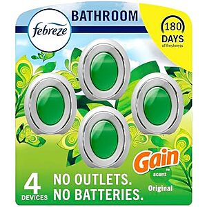 [SnS, AC] $8.93* | 4-Pk 1-Oz Febreze Bathroom Air Freshener (Gain Original) at Amazon