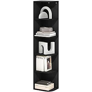 [NEW] $21.02 | Furinno PASIR Book Shelf, 5-Tier Corner Bookshelf with Open Shelf, Standing Bookcase, 9.3 x 12 x 51.7, Blackwood at Amazon