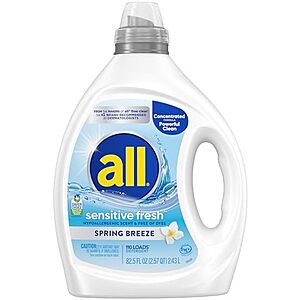 [SnS, AC] $33.69* | 4 &times; 82.5-Oz all Sensitive Fresh Spring Breeze Laundry Detergent for Sensitive Skin ($8.42 each) at Amazon