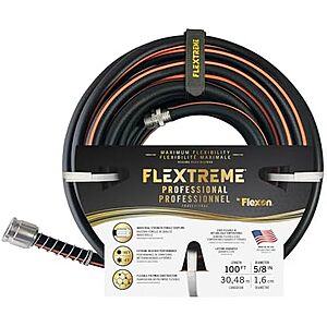 $20.06 | 100&prime; Flexon Flextreme Pro Performance Rubber Garden Hose (FLXP58100CN, Black) at Amazon