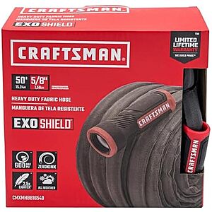 [NEW] $22.34 | CRAFTSMAN ExoShield Heavy-Duty Fabric Hose - Industrial-Grade Lightweight Garden Hose, 50 Feet x 5/8 Inch at Amazon