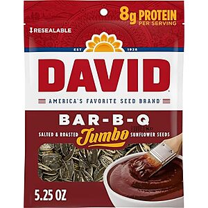 [AC] $1.35 | 5.25-Oz DAVID Salted & Roasted Jumbo Sunflower Seeds (Bar-B-Q) at Amazon