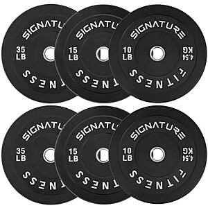 [NEW] $109.75 | Fitvids 2" Olympic Bumper Plate Weight Plates with Steel Hub, 120-Pound Set, 2x 10LB, 2x 15LB, 2x 35LB at Amazon