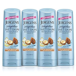 [SnS, AC] $19.10* | 4-Pack 10-Oz Jergens In-Shower Lotion for Dry Skin w/ Argan Oil & Hyaluronic Acid at Amazon