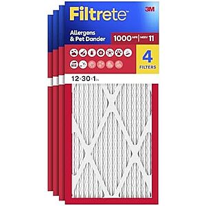 $23.90 | 4-Pack Filtrete 12x30x1 Air Filter, MERV 11, MPR 1000 at Amazon