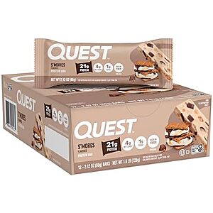 [SnS, AC] $31.63* | 2 &times; 12-Pack 2.12-Oz Quest Protein Bar (S'mores) ($15.82 each) at Amazon