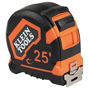 $20.98 | Klein Tools 9225 Tape Measure, Heavy-Duty Measuring Tape with 25-Foot Double-Hook Double-Sided Nylon Reinforced Blade, with Metal Belt Clip at Amazon