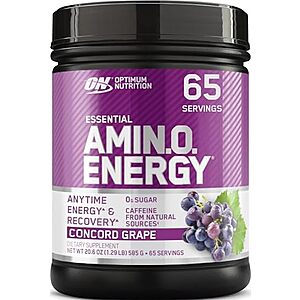 [SnS, AC] $34.98* | 2 &times; 65-Servings Optimum Nutrition Amino Energy Powder (Concord Grape) ($17.49 each) at Amazon