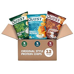 [SnS, AC] $29.97 | 2 &times; 12-Pack 1.1-Oz Quest Protein Chips (BBQ, Cheddar & Sour Cream, Sour Cream & Onion) ($14.98 each) at Amazon