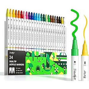 $6.49* | 24-ct JusArt Dual-Tip Acrylic Paint Markers Sets (white barrel) at Amazon