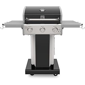 $260* | Kenmore 3-Burner 30,000 BTU Propane Gas Grill w/ Cast Iron Grates & Folding Side Tables (Black) at Amazon